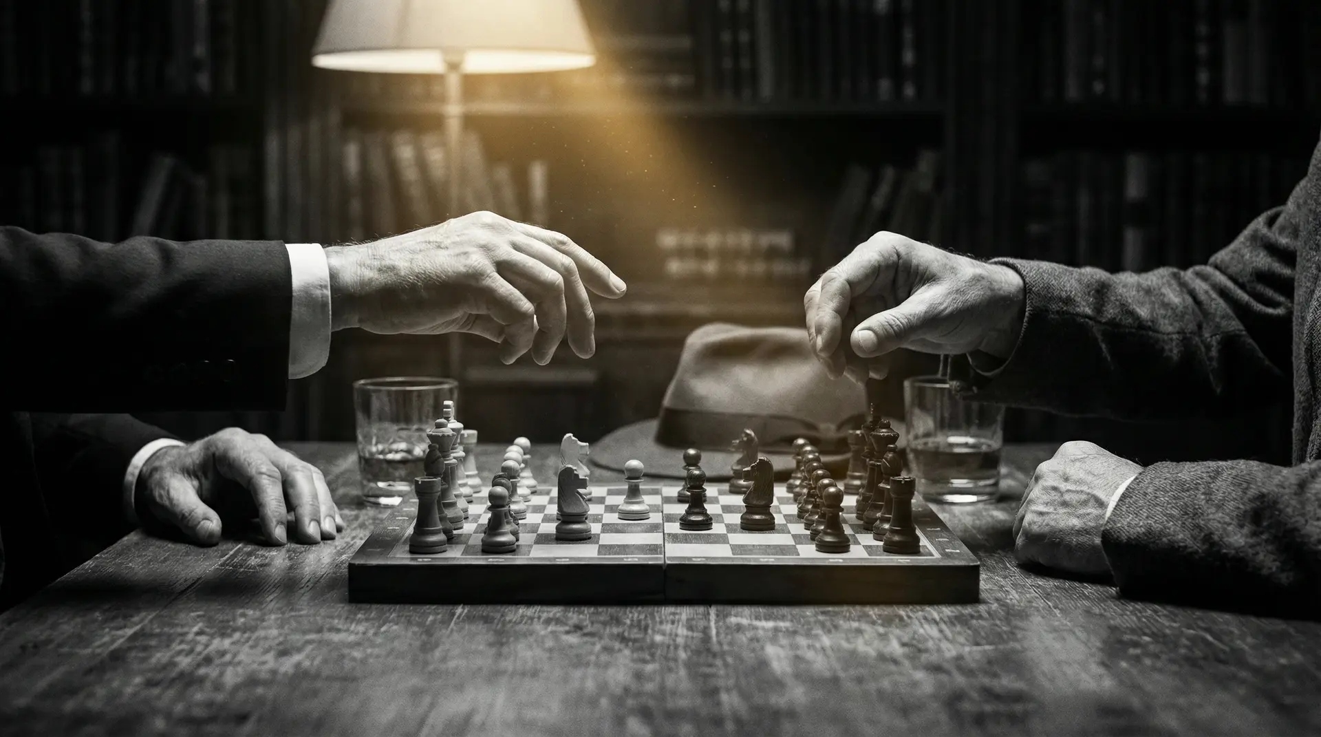 窝窝社区app滤镜 艺术探索系列 - 非线性叙事，棋盘上的对弈象征命运的交错